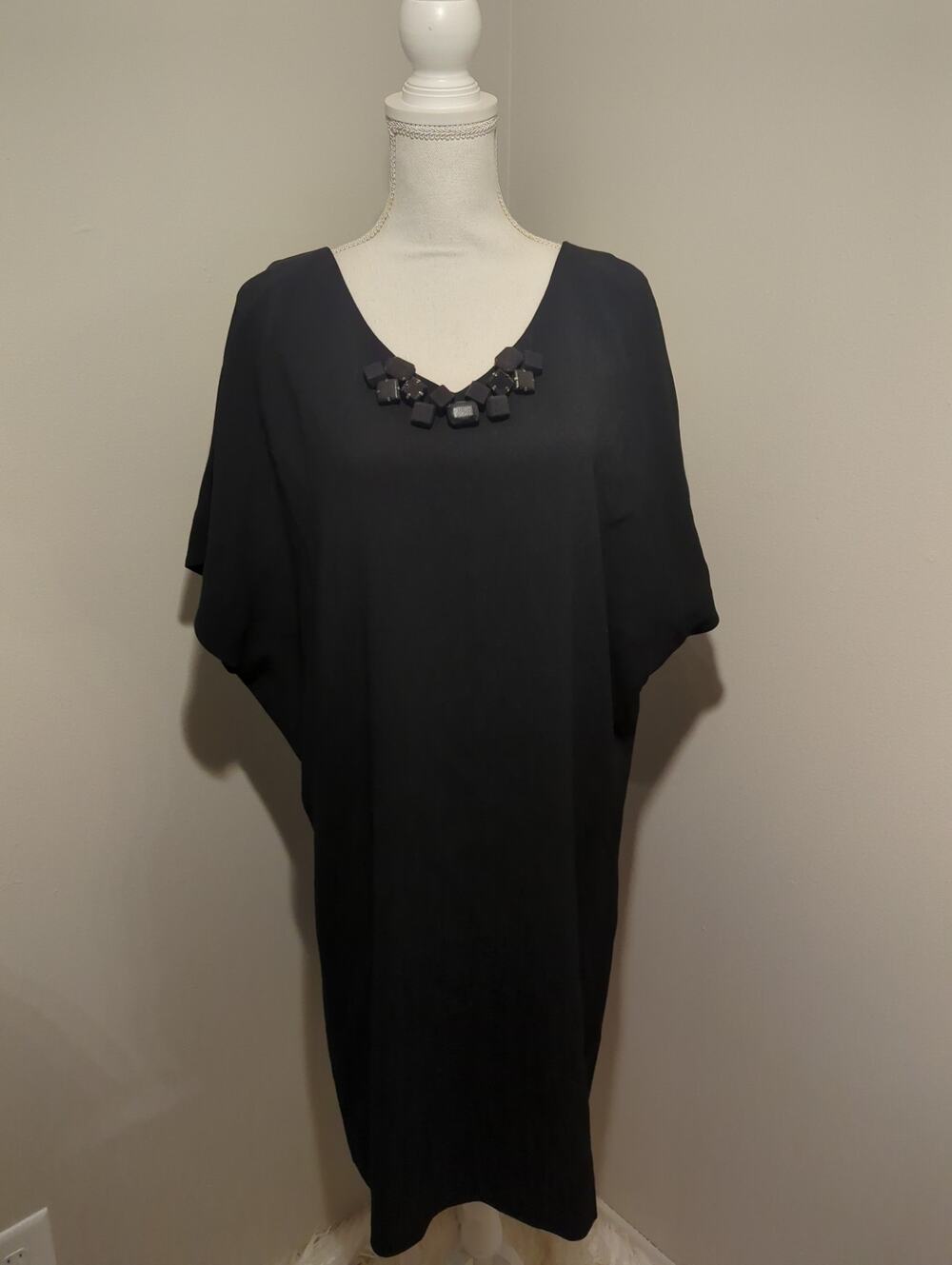 Piazza Sempione Black Embellished Shift Dress IT 46